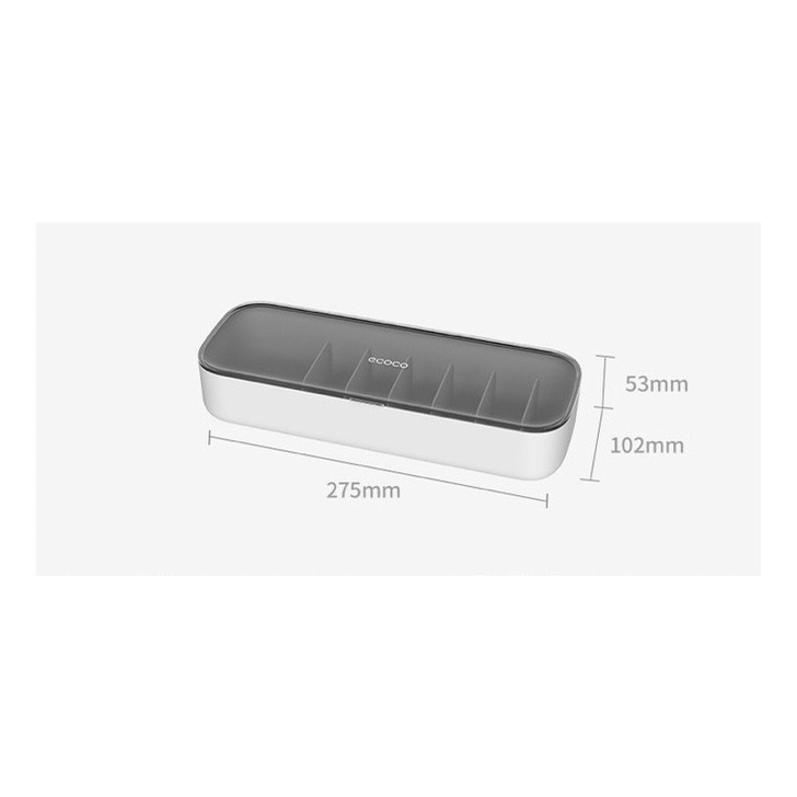 Hộp đựng dây cáp USB, dây sạc chia ngăn ECOCO có nắp đậy | Hộp để đồ văn phòng đa năng tiện lợi 2206