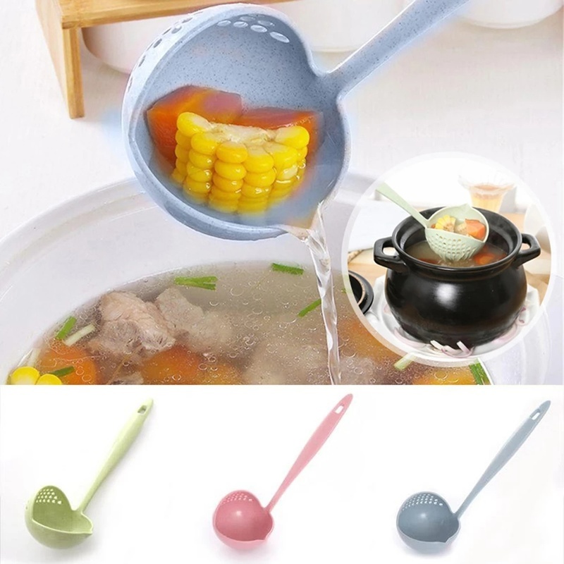 Muỗng Múc Canh Tay Cầm Dài Bằng Nhựa PP Chia Ngăn Dầu/Nước