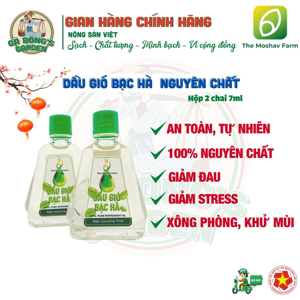 Dầu Gió Bạc Hà Mát Dịu Thông Mũi Giảm Say Xe  The Moshav Farm Hộp 2 chai 7ml