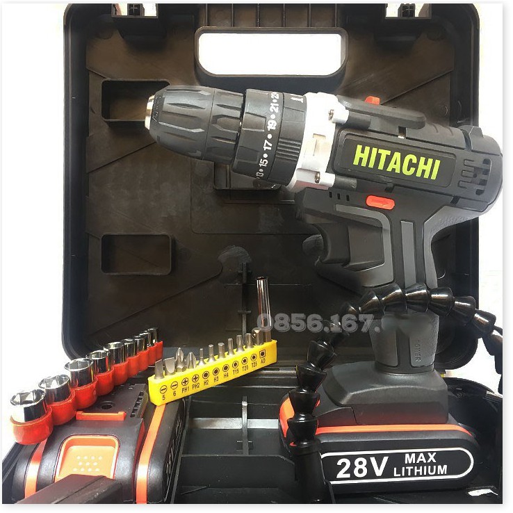 MÁY KHOAN PIN HITACHI 28V 3 chức năng  khoan tường - Máy Bắt Vít, Khoan Sắt 28V