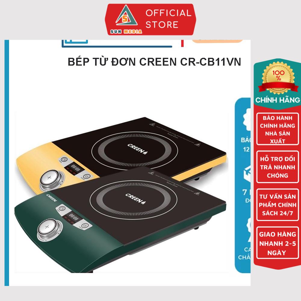 Bếp từ Creen CR-CB11VN-GR-210 2 màu lựa chọn ( Xanh Ngọc - Vàng) - 2000W công nghệ Tây Ban Nha SUN-MEDIA