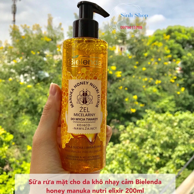 Sữa Rửa Mặt Bielenda Manuka Honey Nutri Elixir trắng mịn da hương thơm ngọt ngào 200ml hàng nội địa 