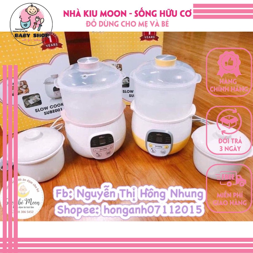 (CÓ SẴN) Nồi nấu cháo chậm, ninh hầm cách thủy Bear 0.8L BẢN QUỐC TẾ