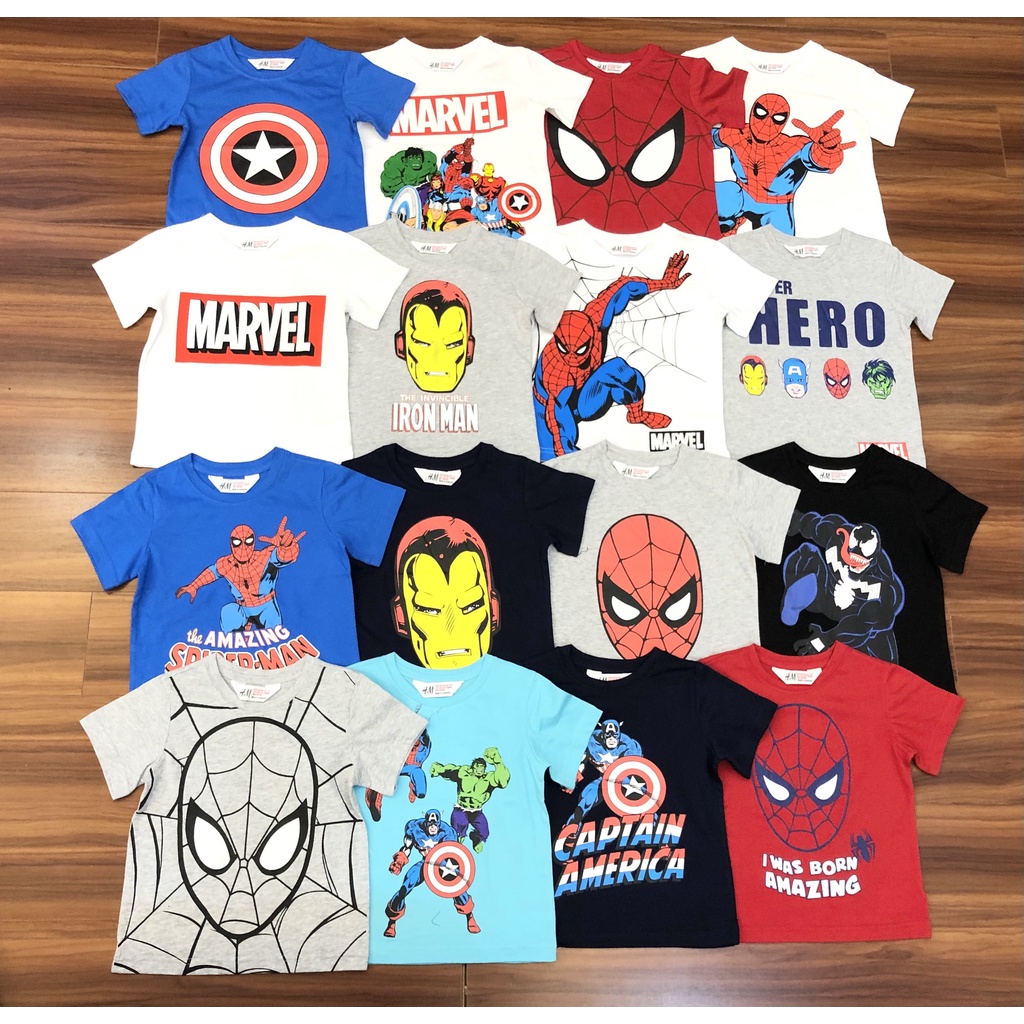Combo 3 áo cộc tay chất cotton có nhiều mẫu siêu nhân dành cho bé trai size từ 2 đến 10y (12 đến 33kg) (giao ngẫu nhiên)