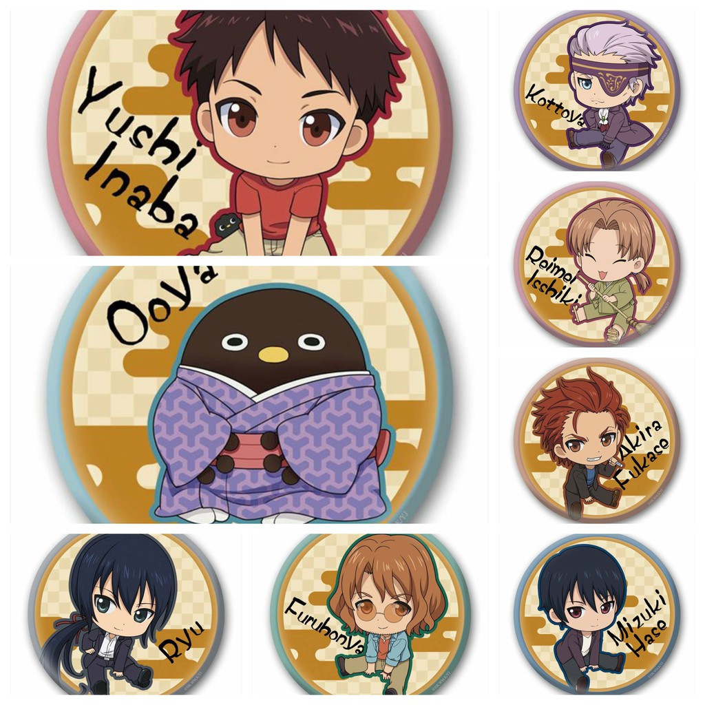 Combo 8 huy hiệu cài áo IN HÌNH Youkai Apartment no Yuuga na Nichijou Xóm trọ yêu quái anime chibi tiện lợi