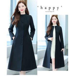 Áo khoác dạ cổ trụ dáng dài