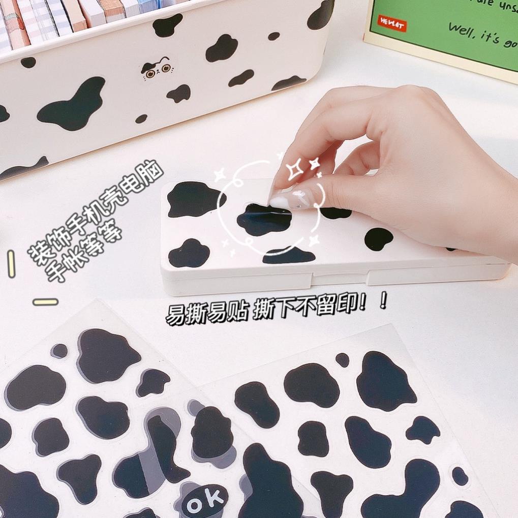Sticker Trong Suốt Chống Thấm Nước Họa Tiết Bò Sữa [Hàng Loại 1]
