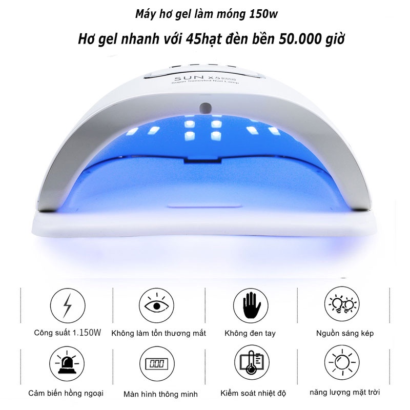Máy sấy khô móng tay hơ móng nhanh khô Bảo vệ quá nhiệt thông minh Máy hơ gel máy sấy gel đèn led máy làm khô móng