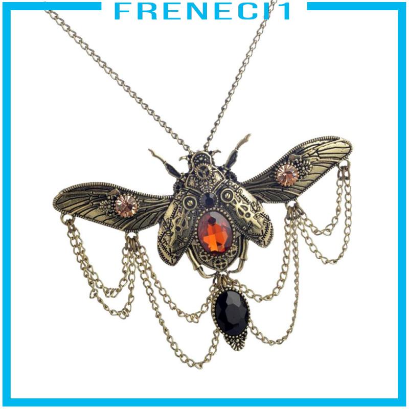 Vòng cổ Mặt Đá Hình Bọ Cánh Cứng Cơ Khí Victoria Màu Bạc Cổ Điển Freneci1