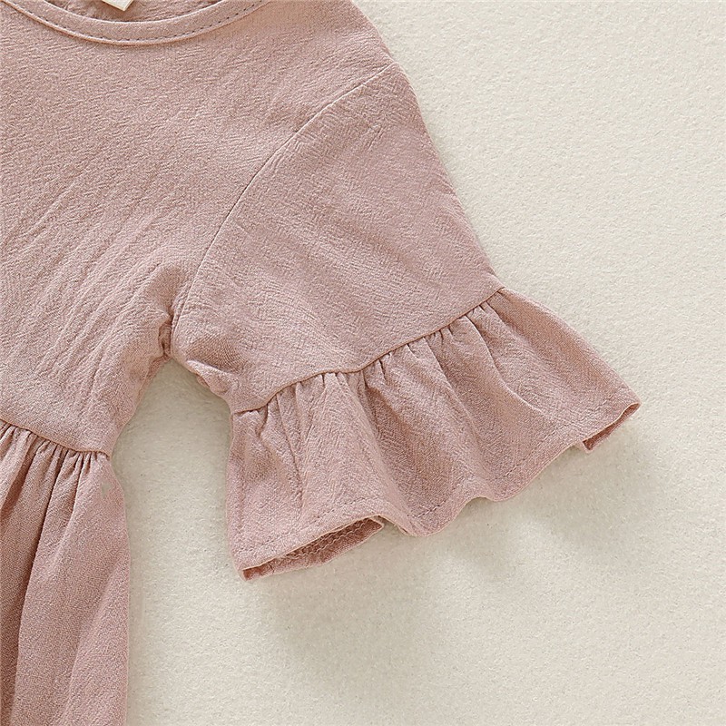 Đầm MIKRDOO cho bé gái màu trơn bằng vải cotton