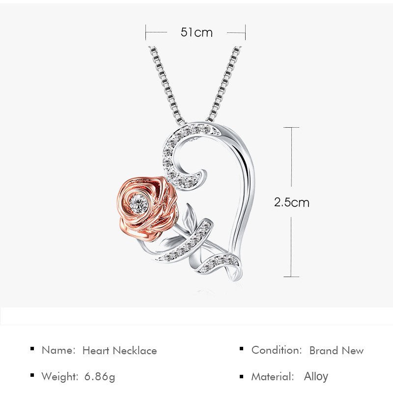 Dây Chuyền Mặt Hoa Hồng Đính Đá Zircon Lãng Mạn