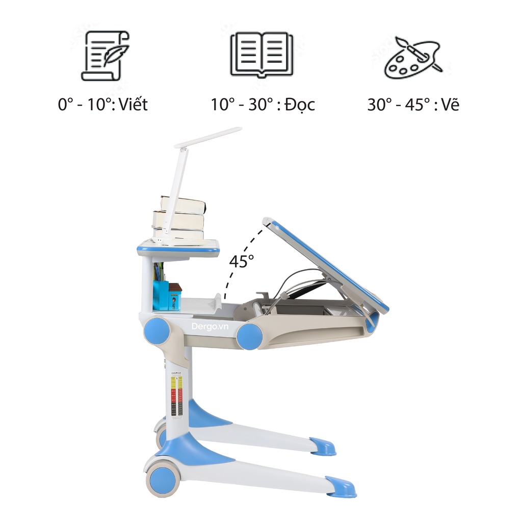 Bàn Học Thông Minh Chống Gù Chống Cận Cao Cấp Hanover D01MD - Chính Hãng D'ergo