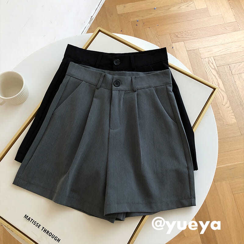 COZOKC COZOK Quần Đùi Lưng Cao Ống Rộng Kiểu Dáng Hàn Quốc Hợp Thời Trang