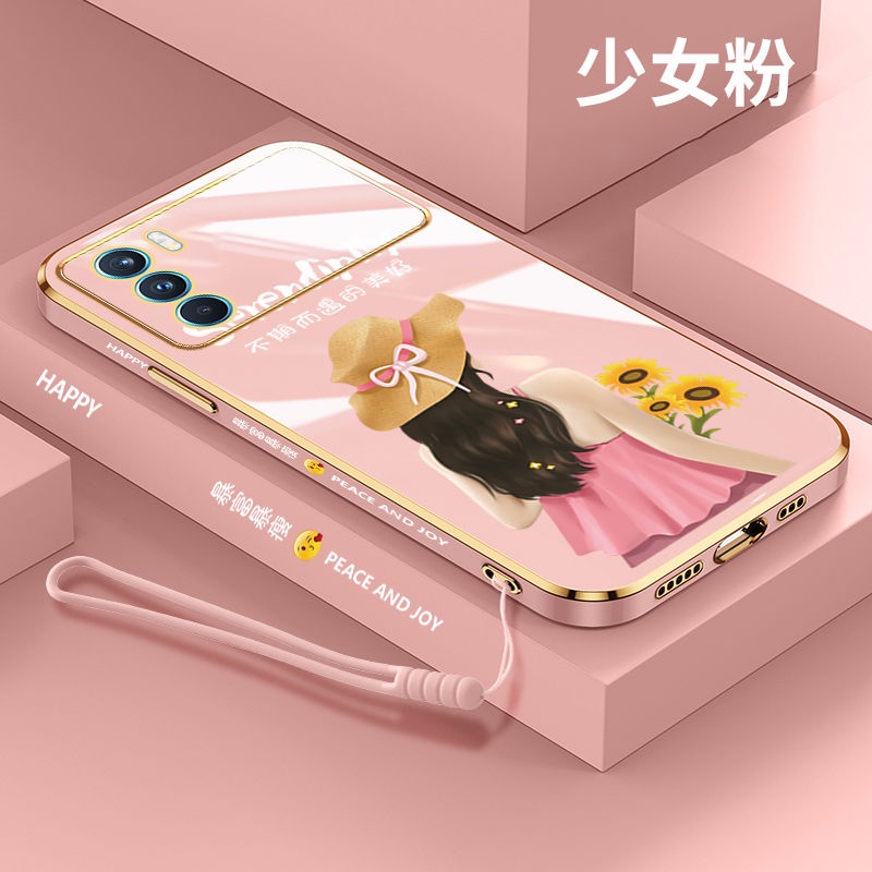 Ốp Điện Thoại Silicon Cạnh Thẳng In Hình Nhân Vật Nữ Sang Trọng Cho oppo A16K F5 A73 A74 A95 4G Realme 8i Realme9i Realme9PRO V25