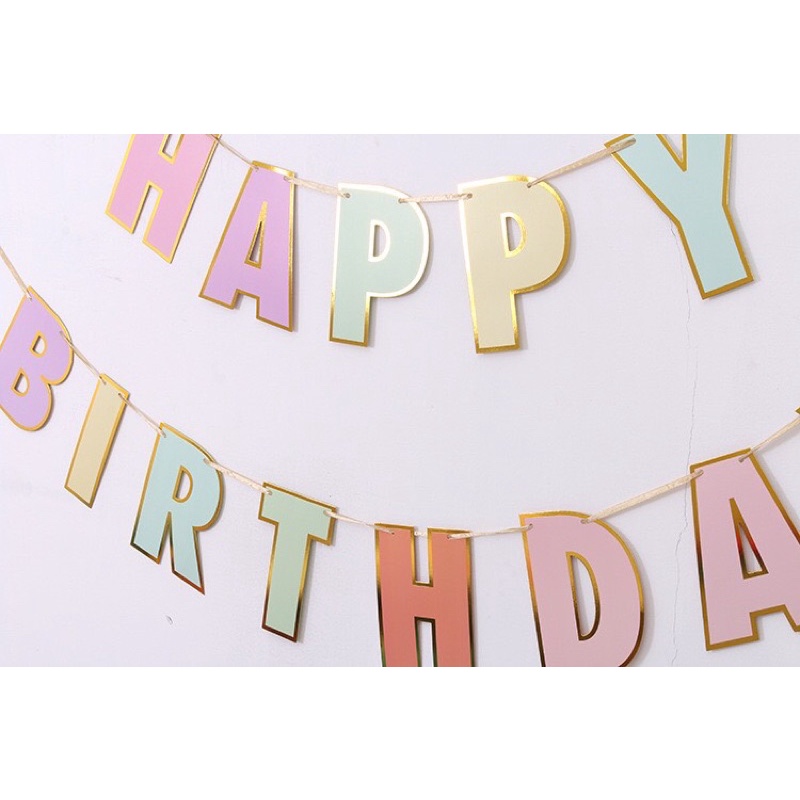 Dây chữ Happy Birthday ép kim Huydecor trang trí sinh nhật