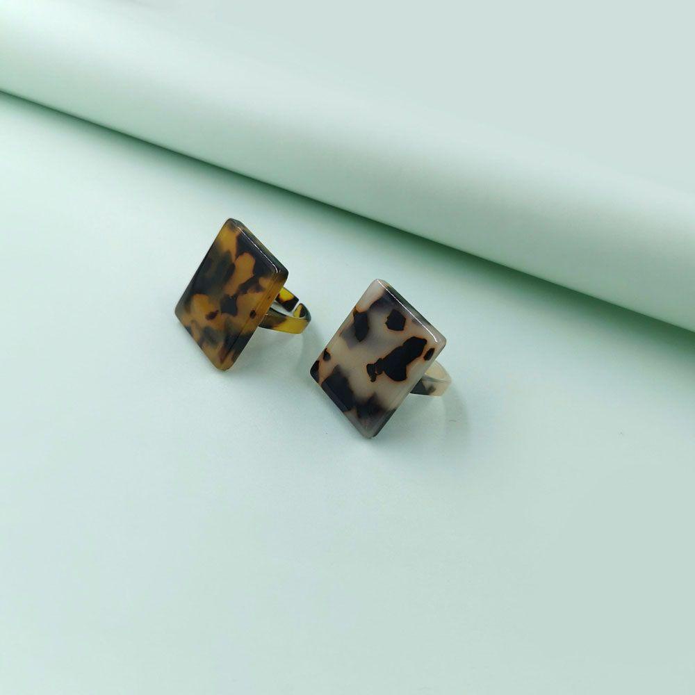 Nhẫn Resin Hình Chữ Nhật Lớn Thanh Lịch Thời Trang Hàn Quốc
