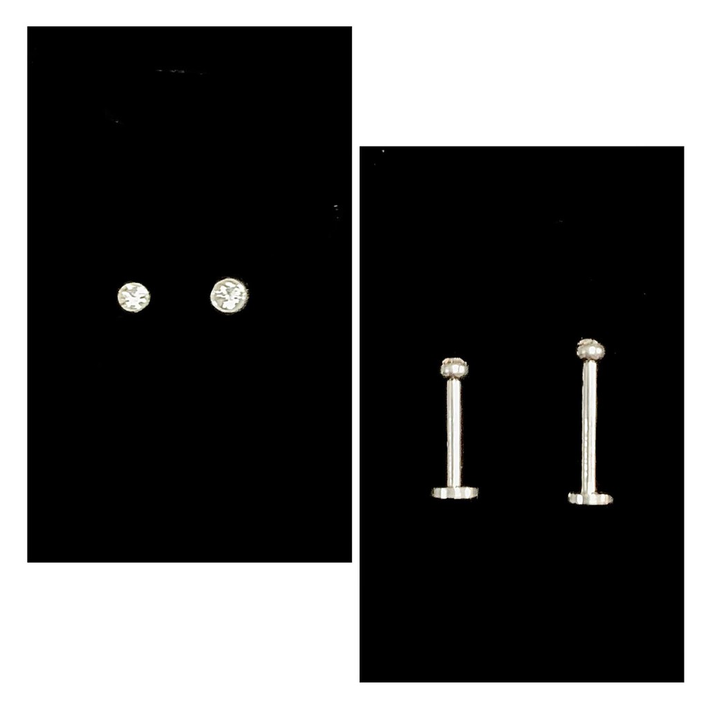 KHUYÊN ĐÁ CHÂN DẸT VIỀN BO - ĐEO MÔI - TAI