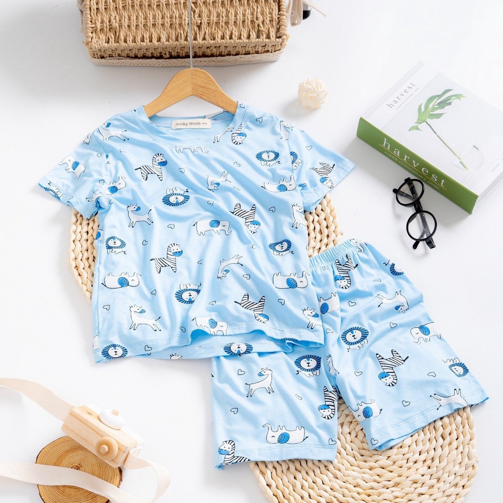 Đồ Bộ Bé Trai Bé Gái Minky Mom Vải Thun Lạnh, Bộ Cộc Tay Cho Bé Mặc Nhà Mùa Hè 2022