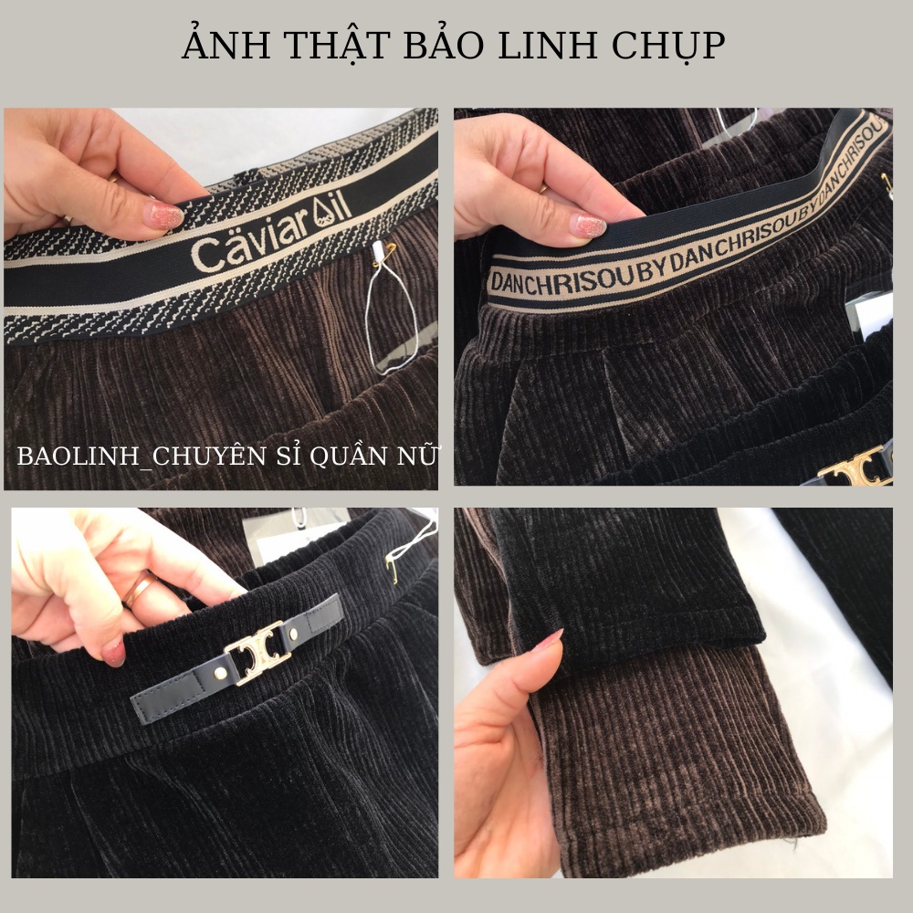 Quần Baggy Nhung Tăm Cạp Chun Cao Cấp Bảo Linh,Quần Nhung Cạp Chữ Siêu Tôn Dáng