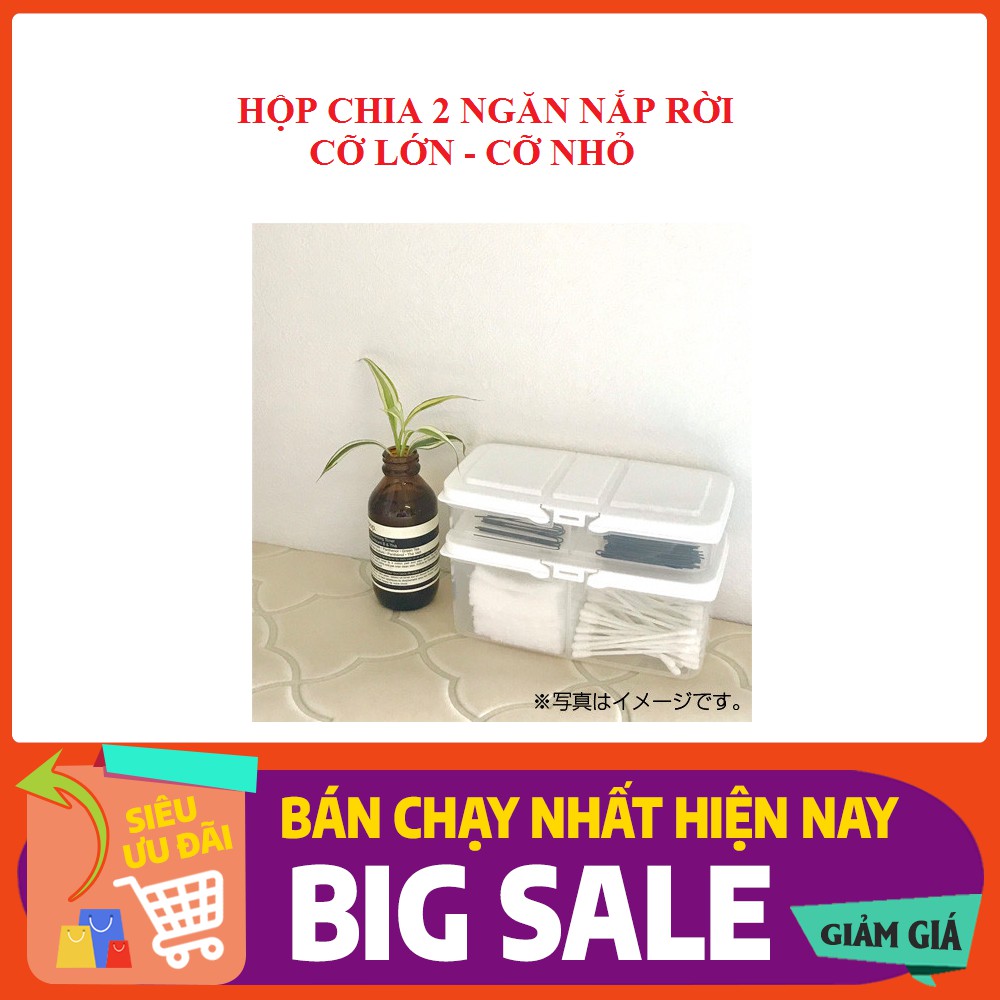 Hộp chia 2 ngăn nắp rời (cỡ nhỏ + cỡ to)