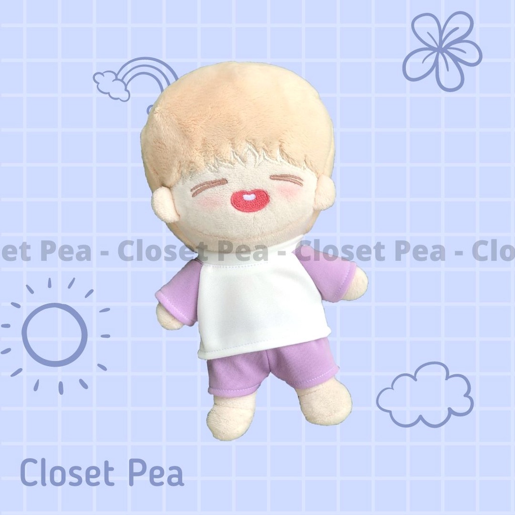 Bộ quần áo phối tím pastel cho doll 15cm 20cm