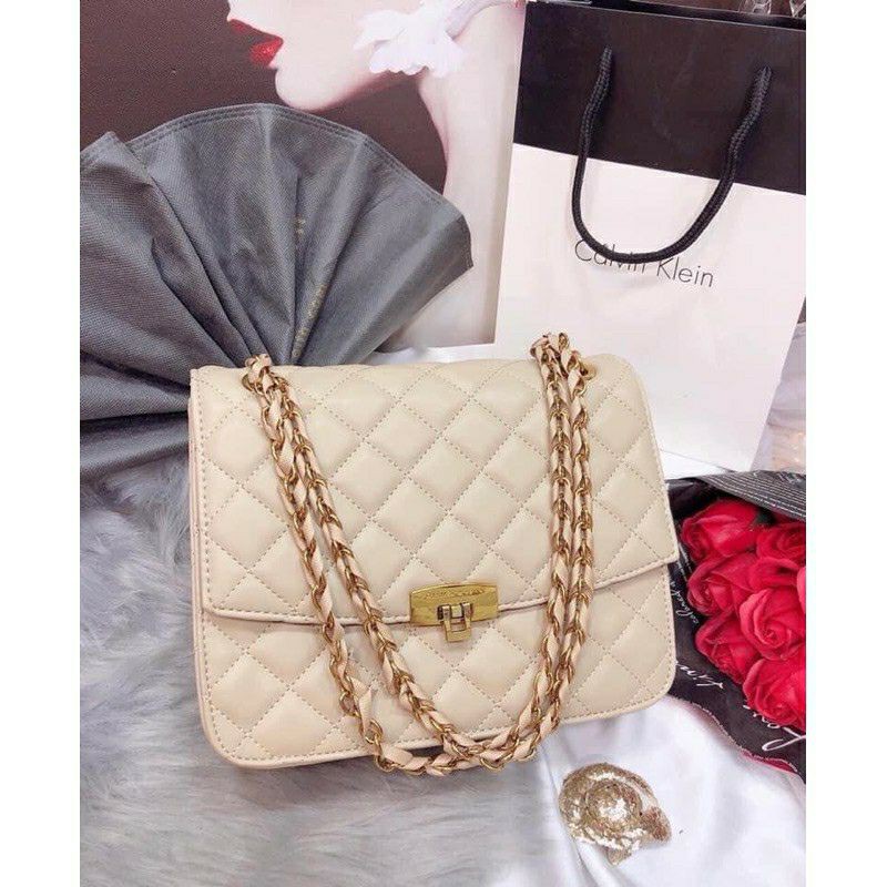 👛ẢNH SHOP CHỤP👛 Túi Đeo Chéo Nữ FREESHIP 💖 Túi Xách Nữ Viền Trám Size 24 có Màu Đen và Nude