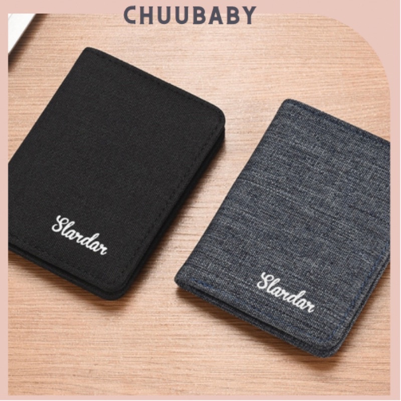 Ví nam cầm tay mini dáng đứng nhiều ngăn tiện lợi, da vải canvas cao cấp