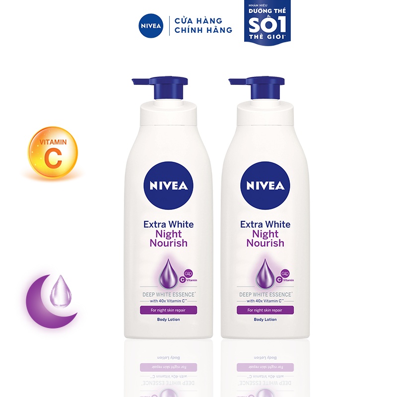 Bộ Đôi Sữa Dưỡng Thể Giúp Săn Da, Dưỡng Trắng Da NIVEA Ban Đêm | Vitamin C | Q10 (350 ml) - 98412