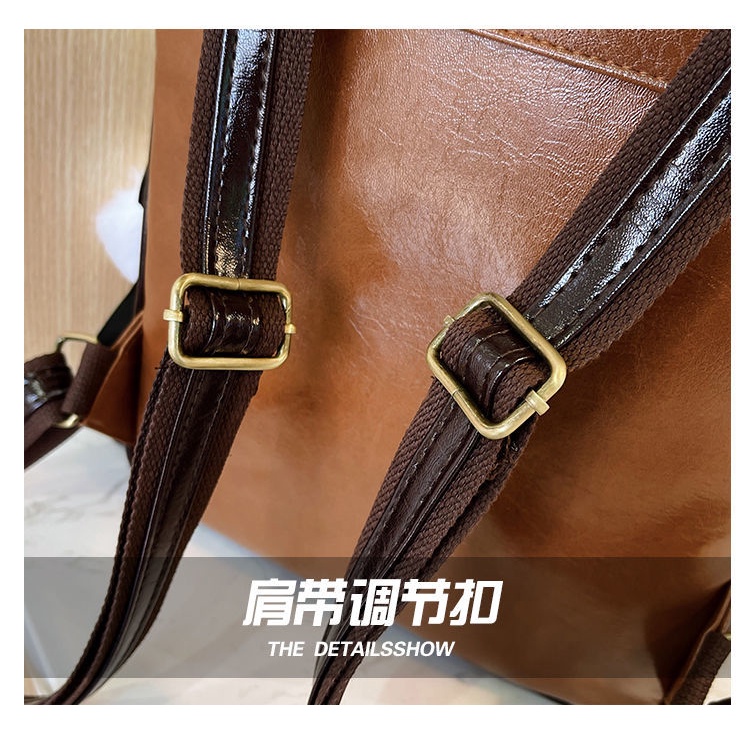 British backpack women's 2022 new soft leather large capacity leisure travel computer backpack college style schoolbag