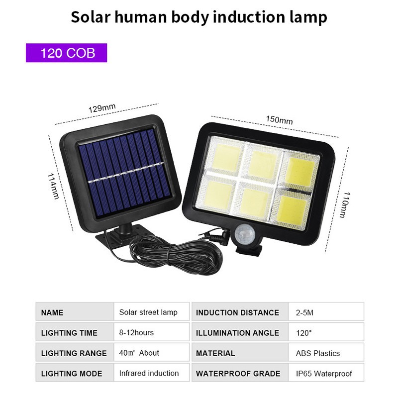 Đèn năng lượng mặt trời SOLAR 120 LED gắn tường cảm biến