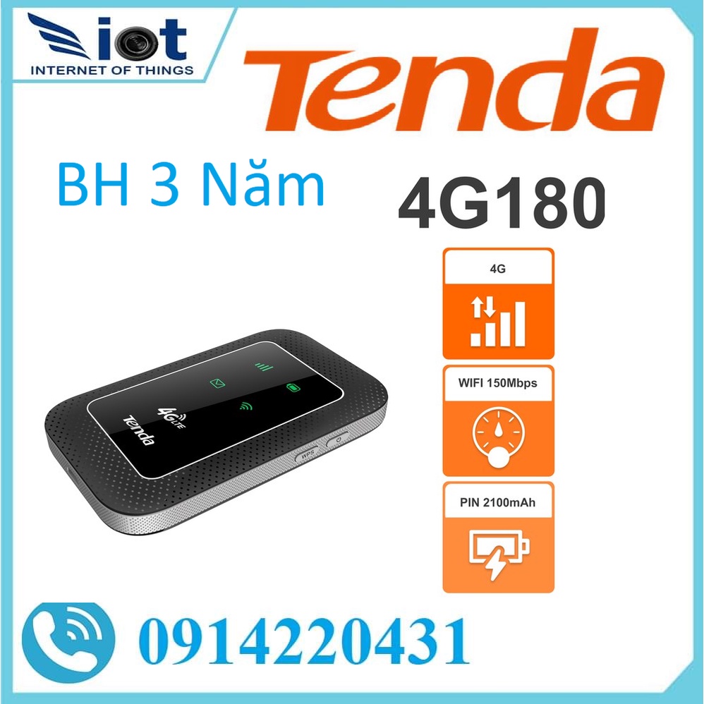 Bộ phát Wifi di động Tenda 4G LTE 4G180, hàng chính hãng