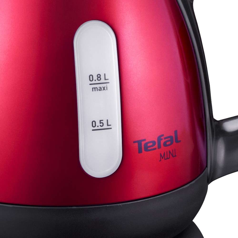 Ấm đun nước điện không dây bằng thép không gỉ Tefal BI812 Mini Ruby (0.8L) 2200W Đỏ