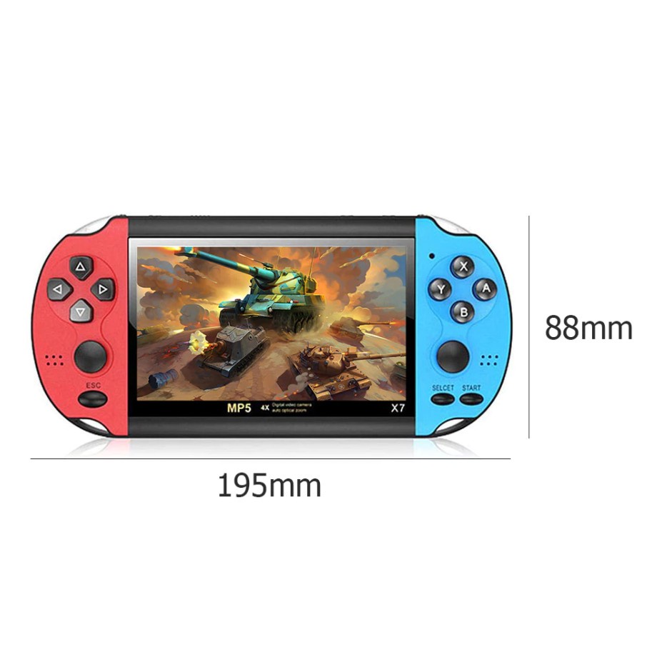 Máy chơi game cầm tay X7 màn hình FULL HD 4.1 Inch 900 game, kiêm nghe nhạc, chụp ảnh - Tặng Tai Nghe + dây AV