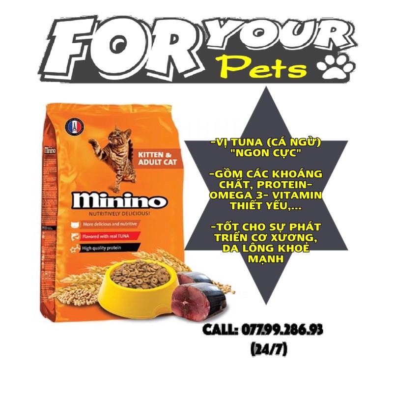 [Mã PET50K giảm Giảm 10% - Tối đa 50K đơn từ 250K] THỨC ĂN CHO MÈO MININO TUNA (CÁ NGỪ) 480GR