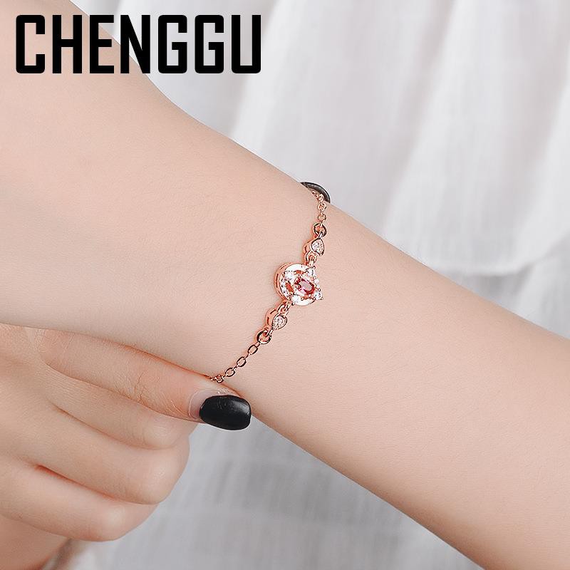 Vòng Tay Mạ Vàng Hồng 14k Đính Đá Ruby / Bạc 925 Joyas