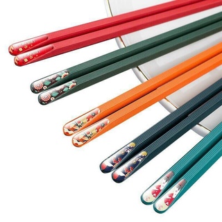 Set Đũa Hợp Kim Kháng Khuẩn Cho Bữa Ăn Gia Đình thêm ngon-bộ 5 đôi