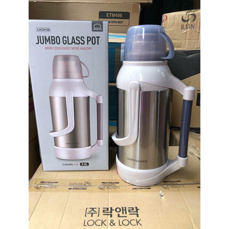 Bình thủy nước sôi giữ nhiệt Lock & Lock 3.2 lít   phích nước nóng Inox 304 dung tích 3200ml 002 11 11