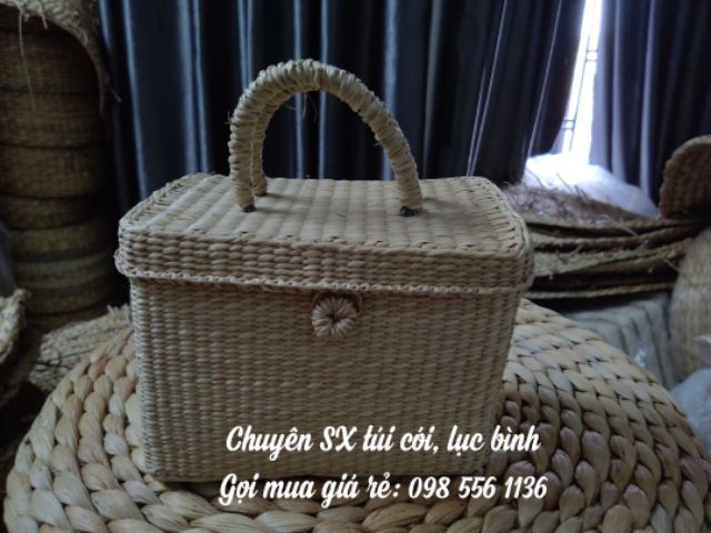 Hộp cói, Túi cói vuông có quai xách