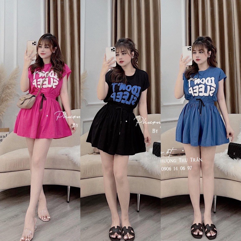 [Hàng Đẹp] Bộ Cotton Chữ 3 Màu Cá Tính Có Ảnh Thật Kèm Video