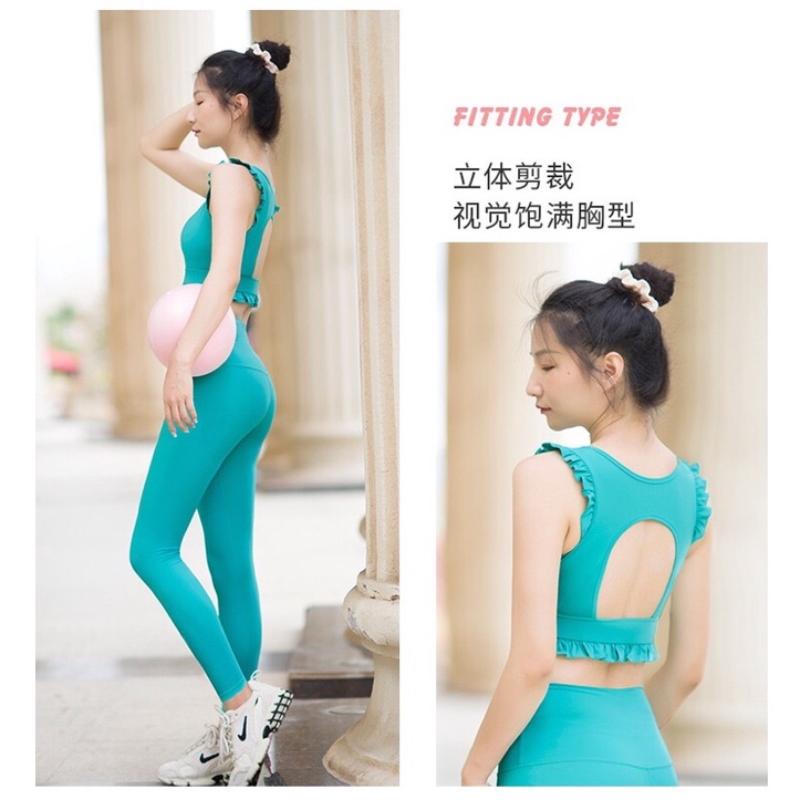 Bộ Tập Yoga Gym Viền Bèo Nhúm S47