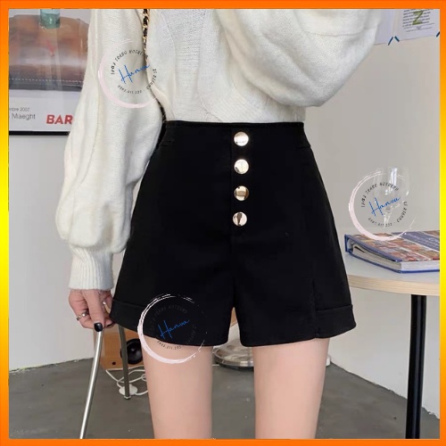 Quần Short Nữ Cao Cấp Cạp Cao 4 Cúc Chất Tuyết Mưa Dáng Ôm Phong Cách Hàn Quốc Sang Chảnh Hanva