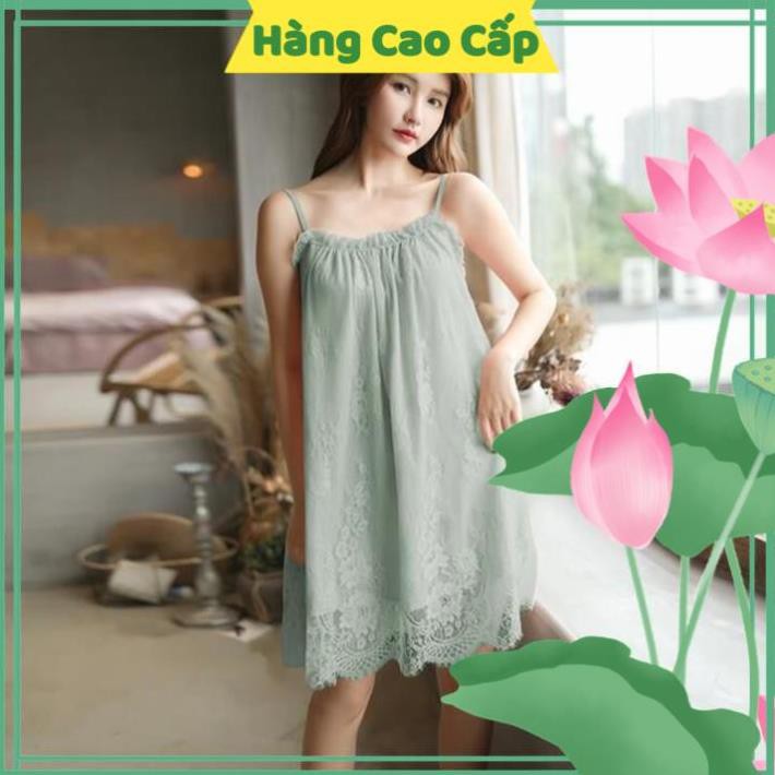 Đầm Ngủ Dễ Thương  Đầm Ngủ Hai Dây Suông Phối Ren Dễ Thương | BigBuy360 - bigbuy360.vn