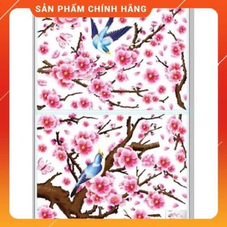 Decal đào mai 3D dán tường,dán kính khổ lớn