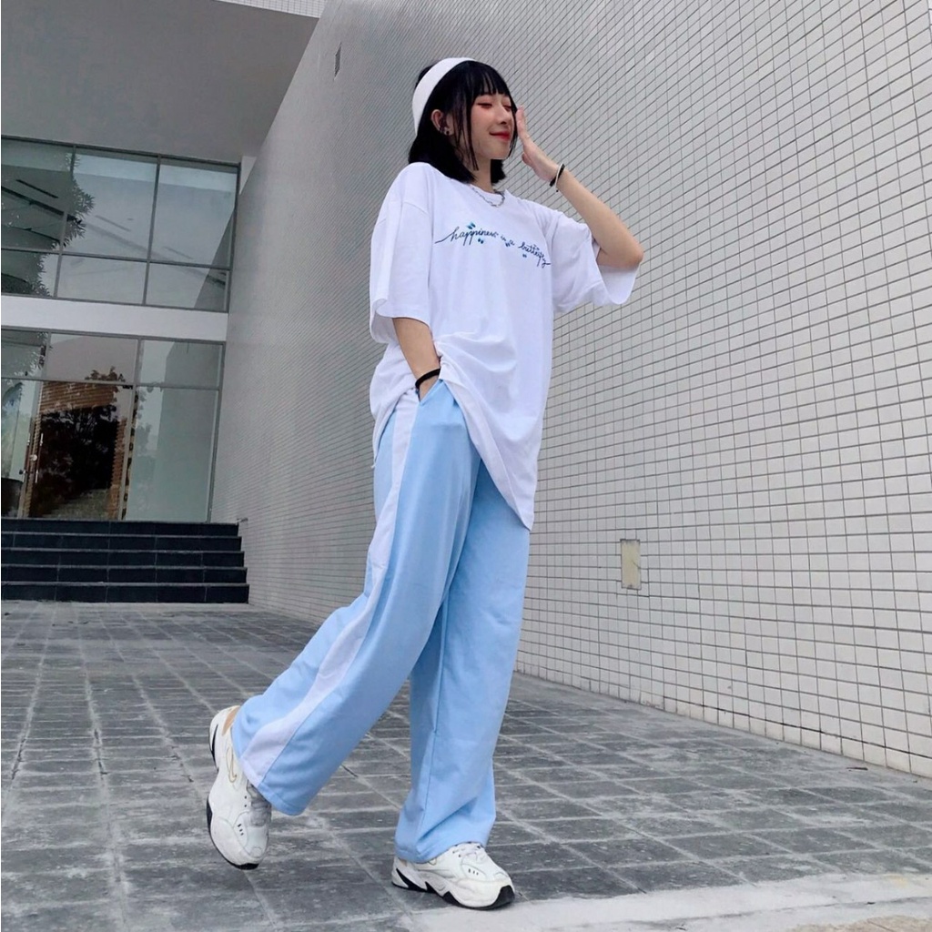 Quần Dài Nữ 1 Sọc Dáng Rộng Ống Suông Ulzzang Unisex