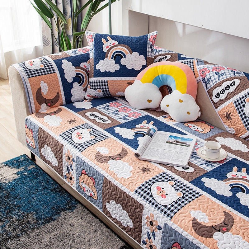 Đệm Sofa Bông Bốn Mùa Đệm Sofa Chống Trượt Phổ Biến Đơn Giản Hiện đại Bảo Vệ Sofa Đệm Đệm Mô Hình Hoạt Hình Vỏ Bọc Sofa