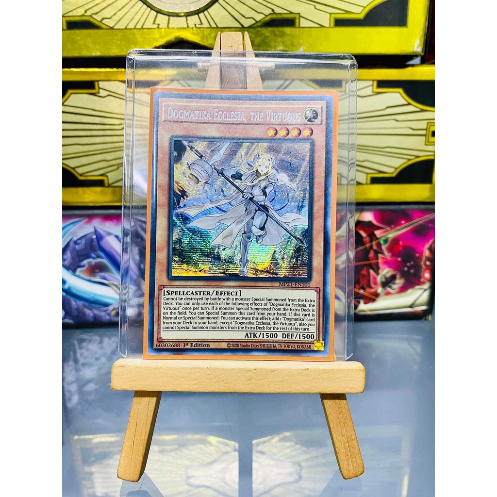 Lá bài thẻ bài Yugioh Dogmatika Ecclesia the Virtuous - Prismatic Secret Rare - Tặng bọc bài nhựa bảo quản