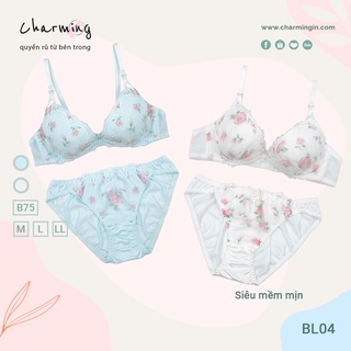 Bộ đồ lót dệt kim họa tiết hoa cao cấp - BL0004