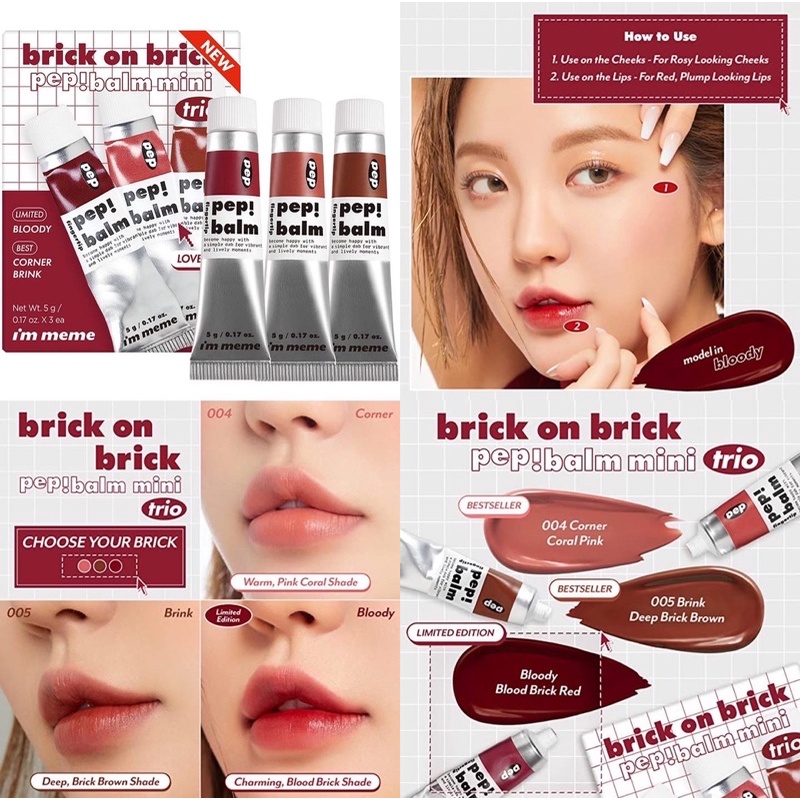 Set son I'm Meme Brick On Brick Pep! Balm Mini Trio