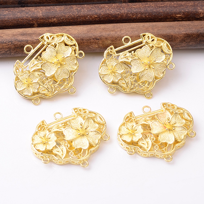 1 phiến đúc họa tiết khóa trường thọ khóa trường mệnh 34*28mm nguyên liệu làm trâm làm trang sức cổ trang có màu KC