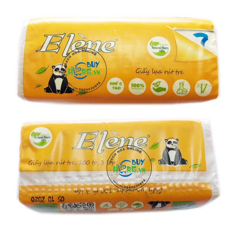 Lốc 10 gói Khăn Giấy Tre bỏ túi - Elène Tre 300 tờ (100 Tờ/Bịch x 3 lớp)